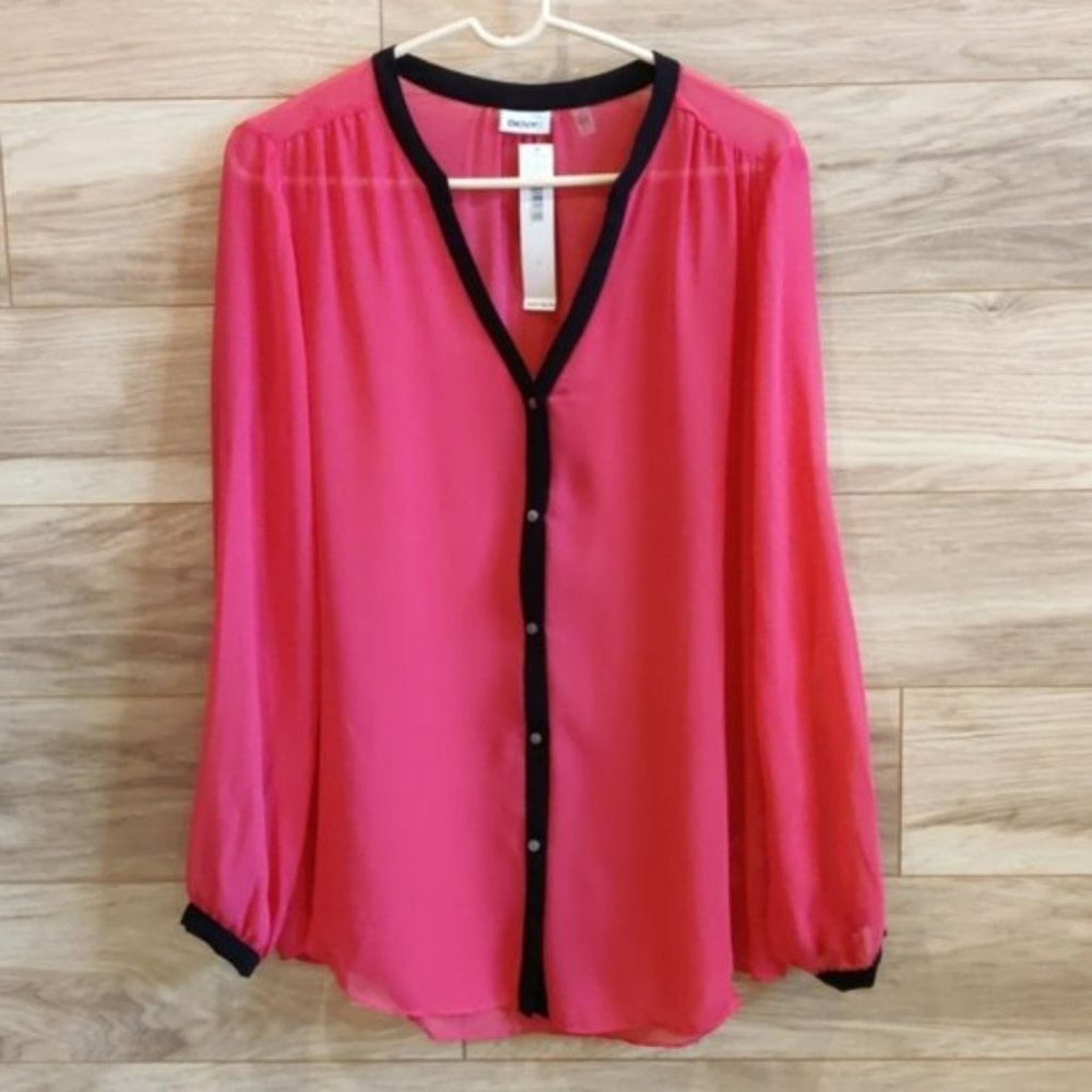 DKNY Sheer Pink Top L